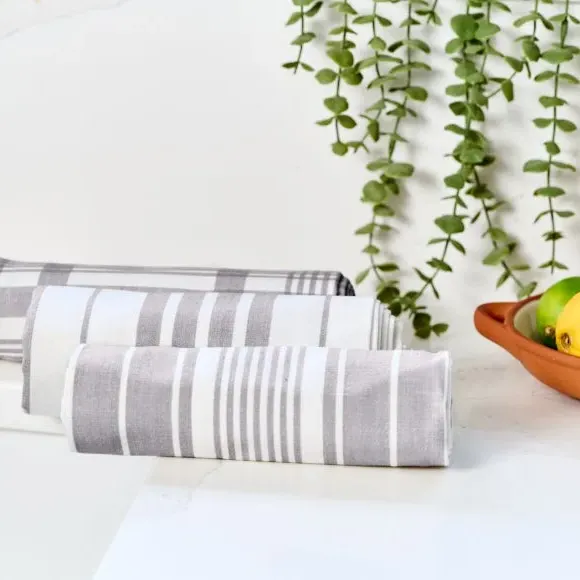 3-Pack Tea Towels Extra Large - Grey, Cotton
