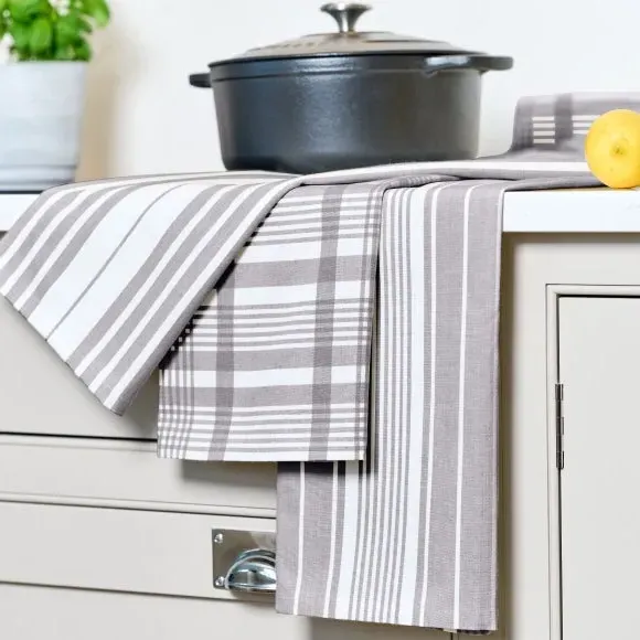 3-Pack Tea Towels Extra Large - Grey, Cotton