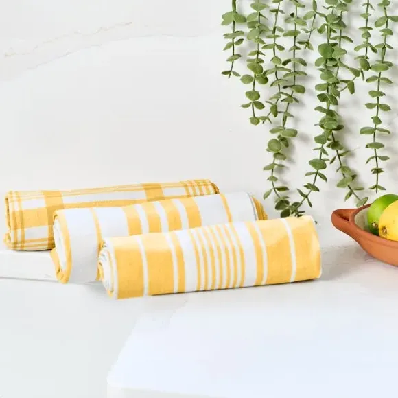 3-Pack Tea Towels Extra Large - Ochre, Cotton