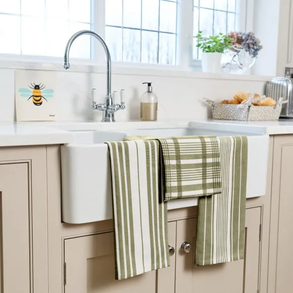 3-Pack Tea Towels Extra Large - Olive, Cotton