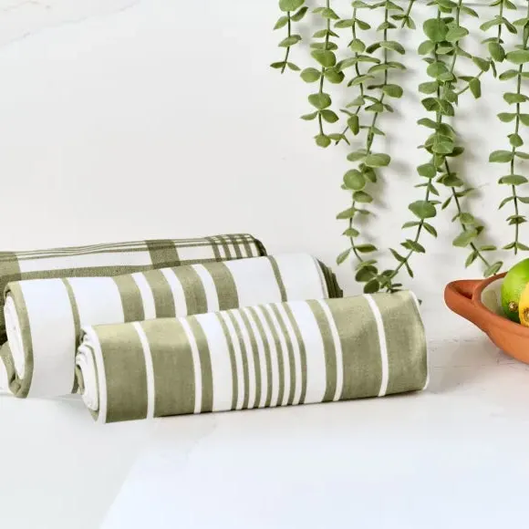 3-Pack Tea Towels Extra Large - Olive, Cotton