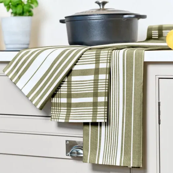3-Pack Tea Towels Extra Large - Olive, Cotton