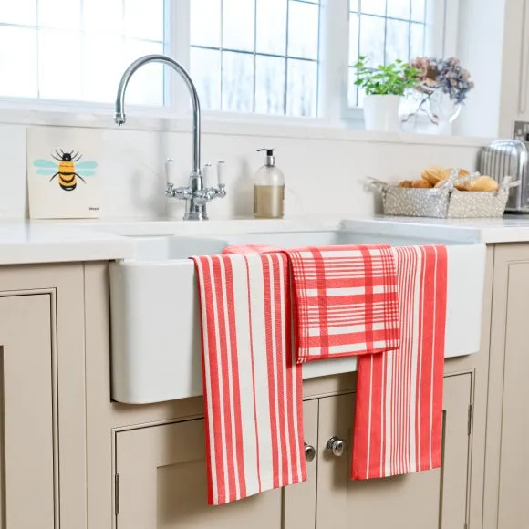 3-Pack Tea Towels Extra Large - Scarlet, Cotton