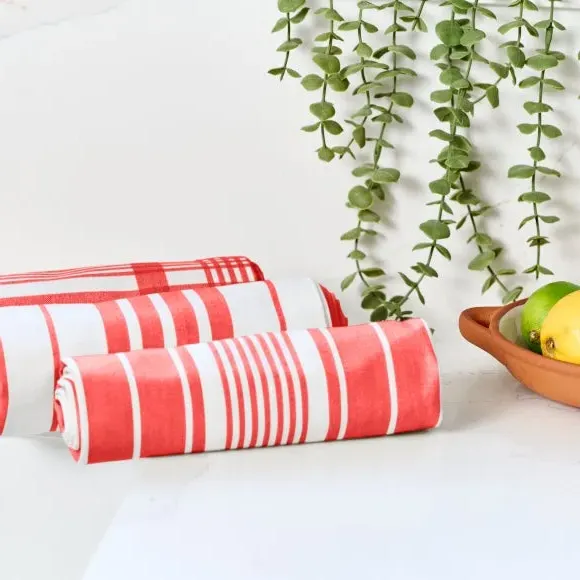 3-Pack Tea Towels Extra Large - Scarlet, Cotton