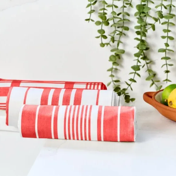 3-Pack Tea Towels Extra Large - Scarlet, Cotton