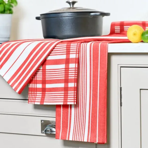 3-Pack Tea Towels Extra Large - Scarlet, Cotton