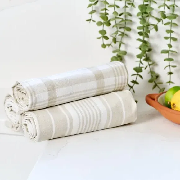 3-Pack Tea Towels Extra Large - Stone, Cotton