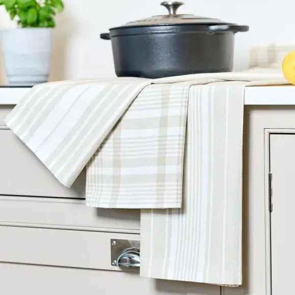 3-Pack Tea Towels Extra Large - Stone, Cotton