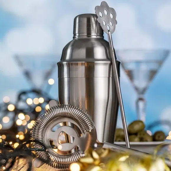 3-Piece Bar Set with Shaker - Silver, Steel image