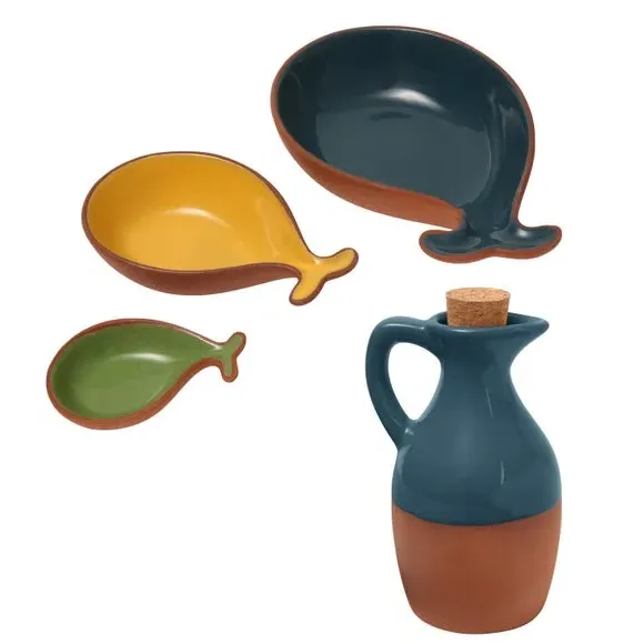 3-Piece Fish Tapas Set with Oil Drizzler - Ink