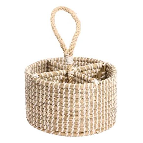 Cutlery Caddy with Handle - Natural, Seagrass