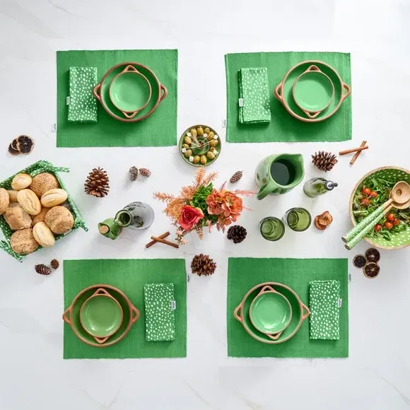 Glazed Olive Dish with Pip Well - Green, Terracotta