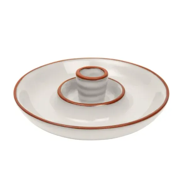 Glazed Olive Dish with Pip Well - Stone, Terracotta