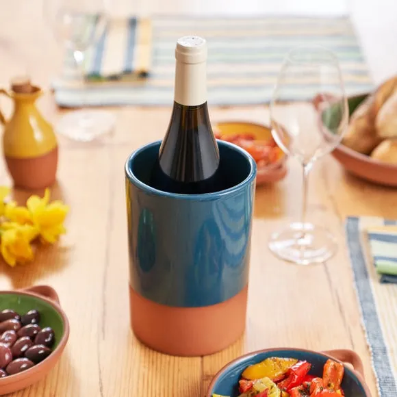 Glazed Wine Cooler - Blue, Terracotta image