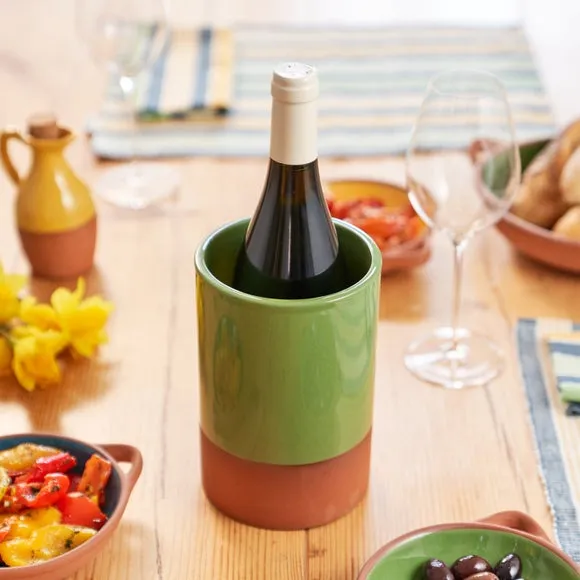 Glazed Wine Cooler - Green, Terracotta