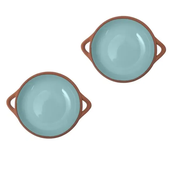 Set of 2 Small Tapas Dishes - Duck Egg, Terracotta