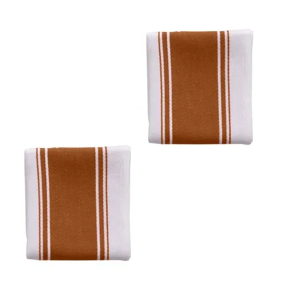 Set of 2 Tea Towels Striped - Terracotta, Cotton