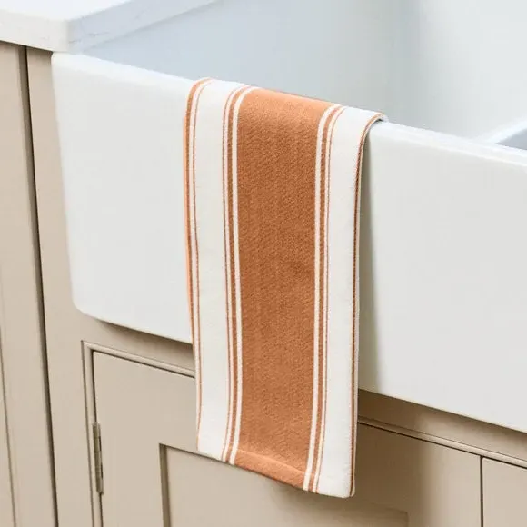 Set of 2 Tea Towels Striped - Terracotta, Cotton