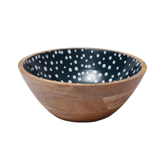 Spotted Salad Bowl - Blue, Mango Wood