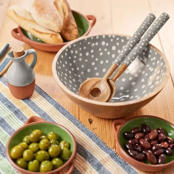 Spotted Salad Bowl - Stone, Mango Wood
