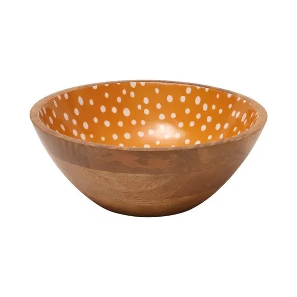Spotted Salad Bowl - Yellow, Mango Wood