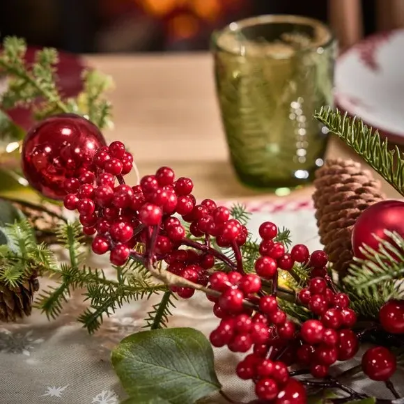 1.5m LED Garland with Baubles - Red, Mixed