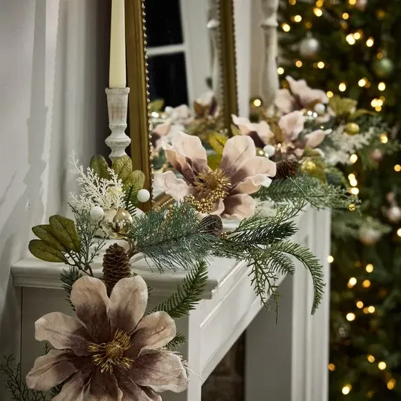 180cm Bloom Garland with Baubles - Pink, Faux image