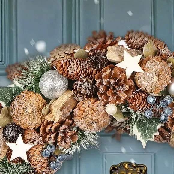 50cm Artificial Ivy Wreath - Brown, Wood