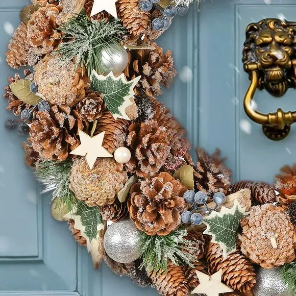 50cm Artificial Ivy Wreath - Brown, Wood
