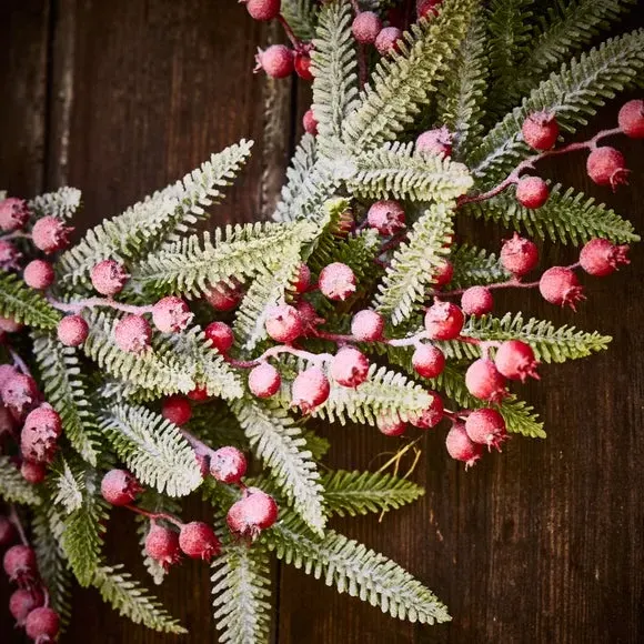 50cm Wreath with Berries - Red, Pine