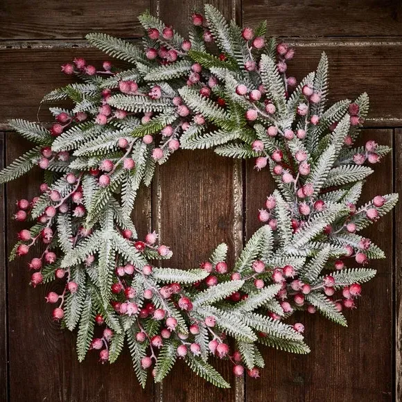 50cm Wreath with Berries - Red, Pine image