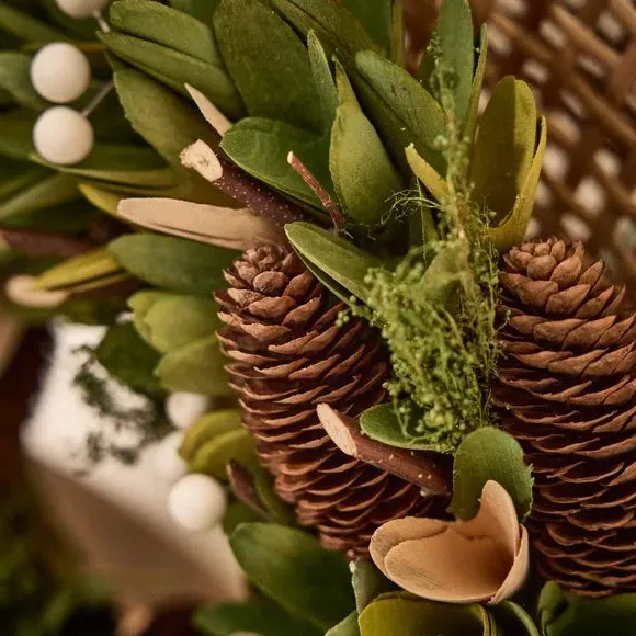 Artificial Evergreen Wreath - Green, Mixed Materials