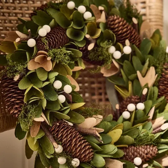 Artificial Evergreen Wreath - Green, Mixed Materials