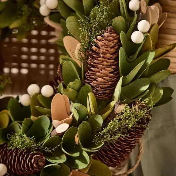 Artificial Evergreen Wreath - Green, Mixed Materials