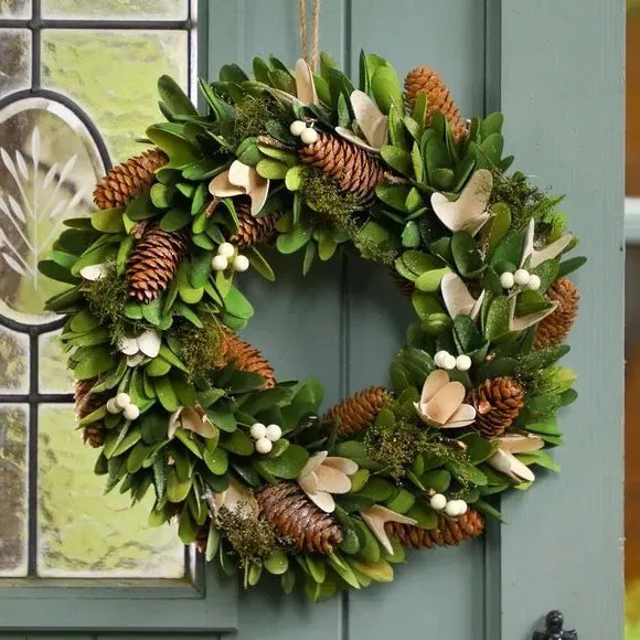 Artificial Evergreen Wreath - Green, Mixed Materials image