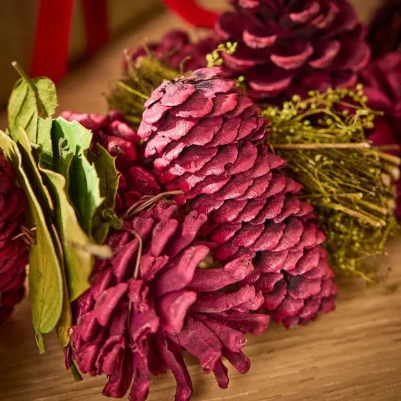 Artificial Wreath & Garland Set - Red, Pine
