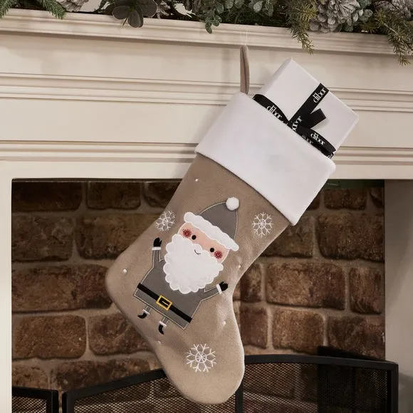 Christmas Stocking with Santa Design - Grey image