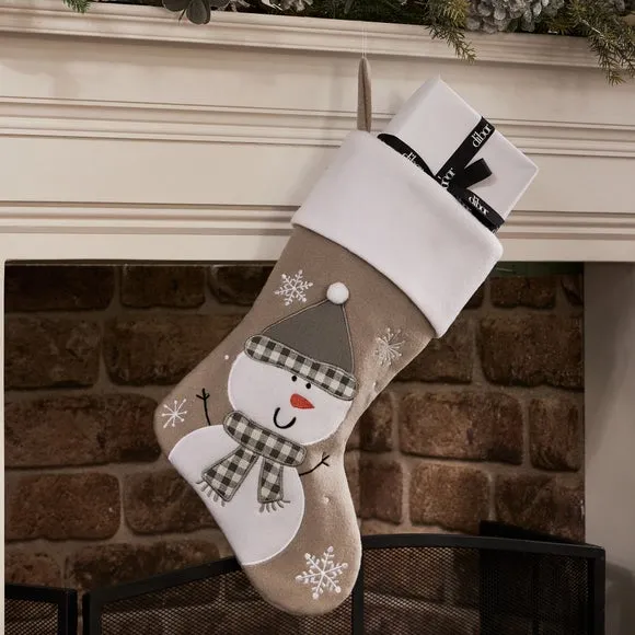 Christmas Stocking with Snowman Design - Grey image
