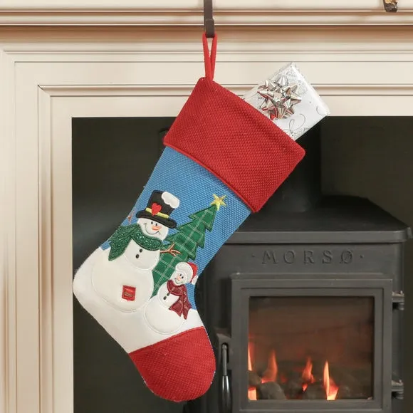 Christmas Stocking with Snowmen - Blue, Felt image