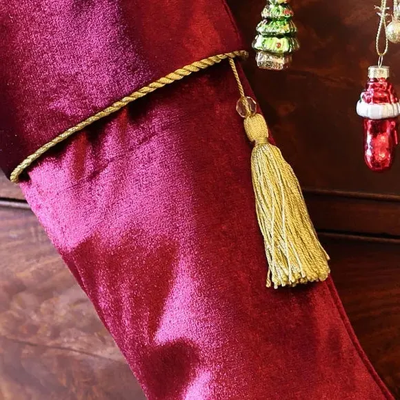 Christmas Stocking with Tassel - Red, Velvet
