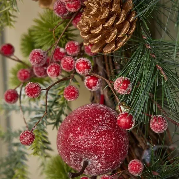 Large Candy Apple Wreath - Red, Grapevine