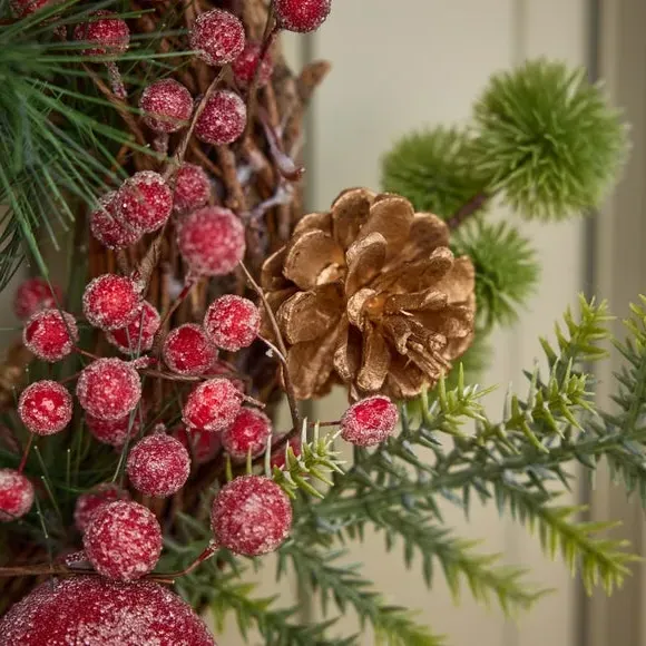Large Candy Apple Wreath - Red, Grapevine