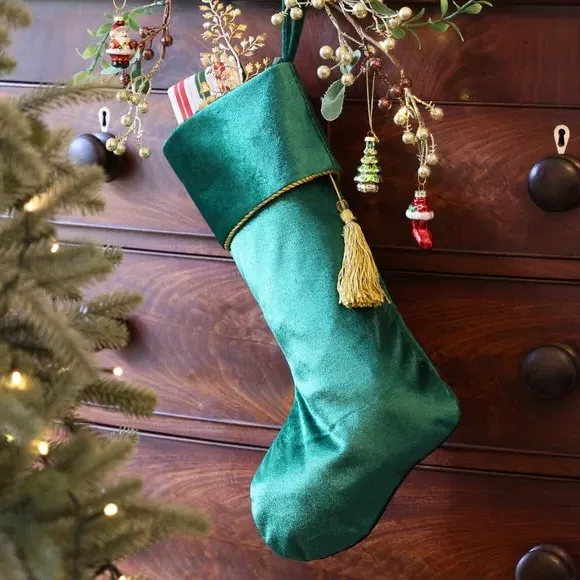 Set of 4 Christmas Stockings - Multicolor, Velvet