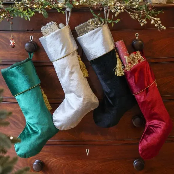 Set of 4 Christmas Stockings - Multicolor, Velvet image