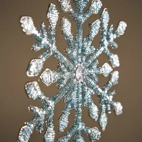 Snowflake Tree Topper with Glass Beads - Blue, Metal