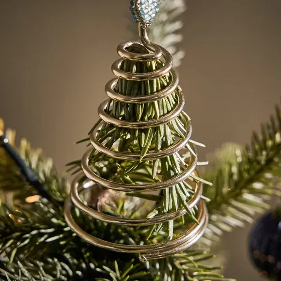 Snowflake Tree Topper with Glass Beads - Blue, Metal