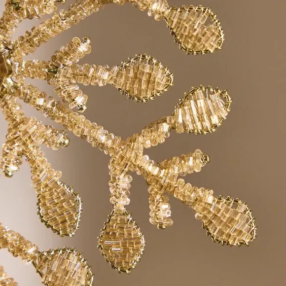 Snowflake Tree Topper with Glass Beads - Gold, Metal