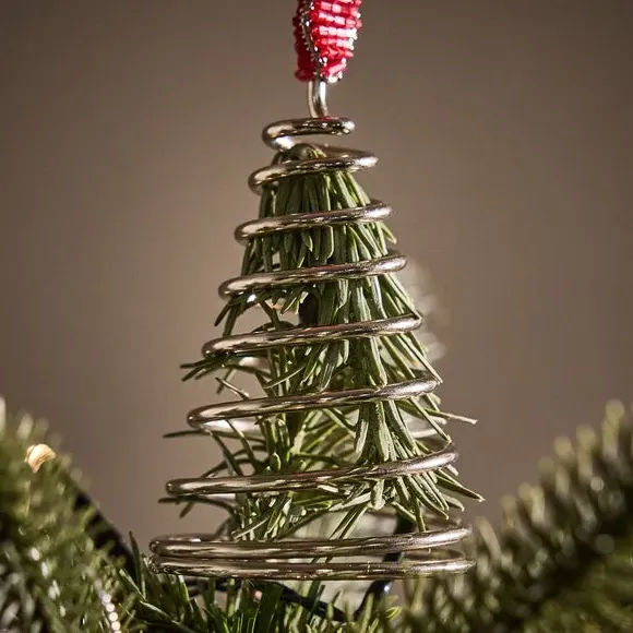 Snowflake Tree Topper with Glass Beads - Red, Metal