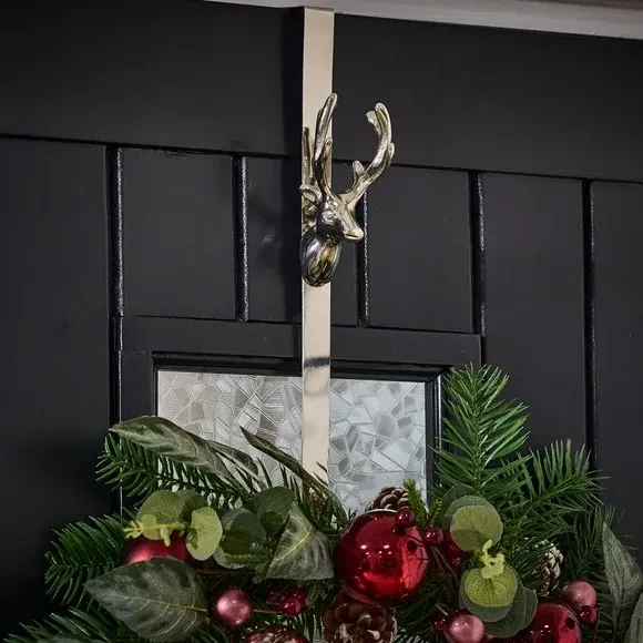 Stag Wreath Hanger - Silver, Metal