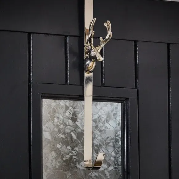 Stag Wreath Hanger - Silver, Metal